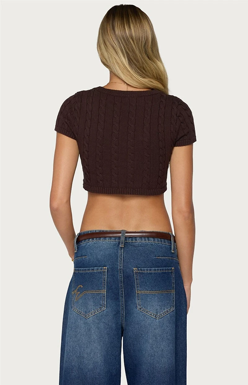 Edikted Zila Cropped Cable Knit Top