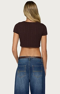 Edikted Zila Cropped Cable Knit Top