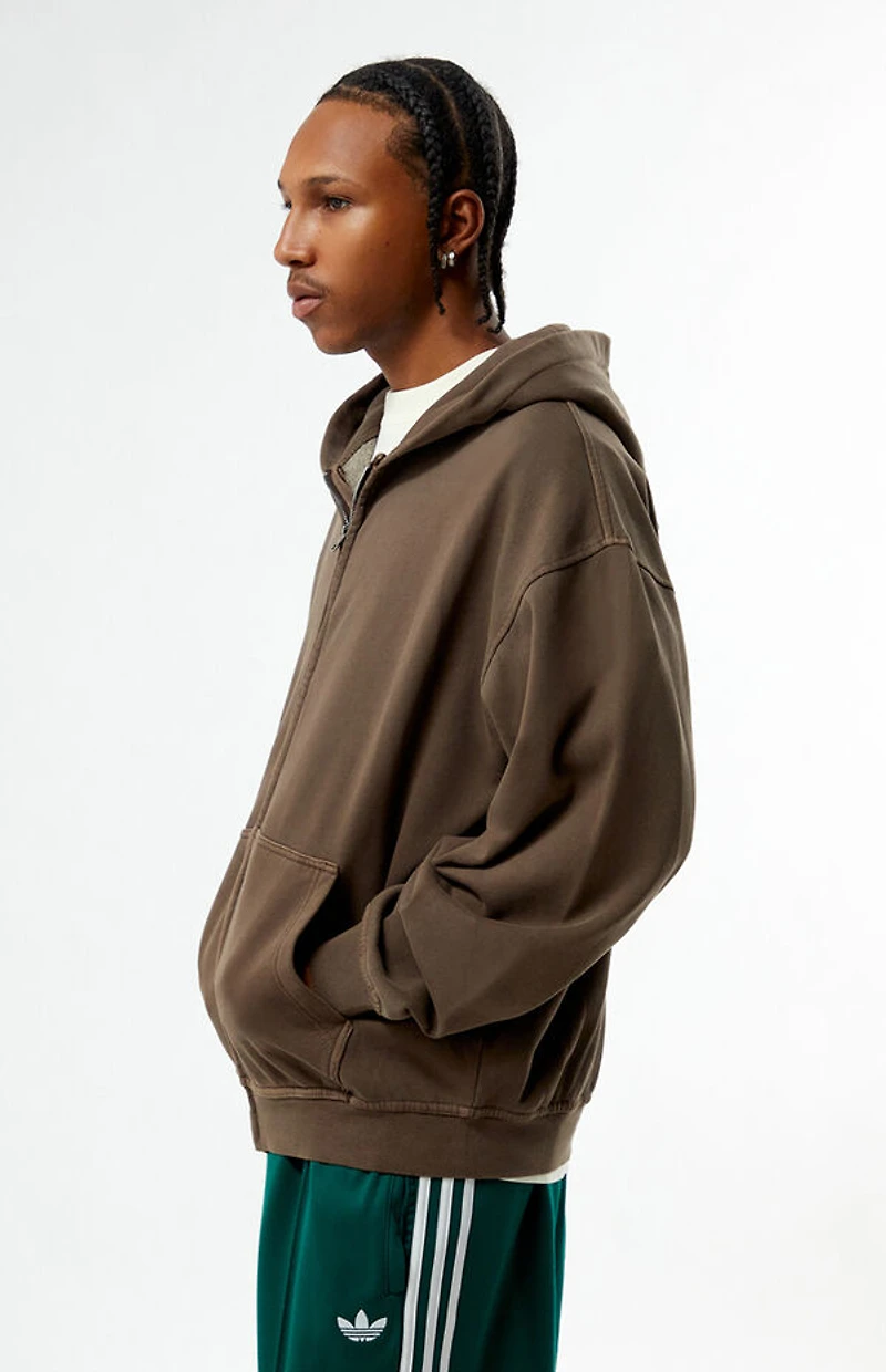 Pacsun Brown Washed Full Zip Hoodie