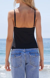 John Galt Black Lace Trim Cropped Tank Top