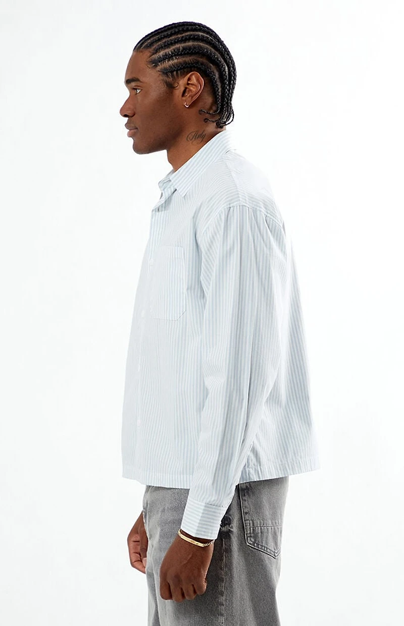 Pacsun Blue Drew Striped Long Sleeve Button Down Shirt