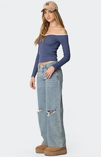 Edikted Tal Ruched Off Shoulder Top