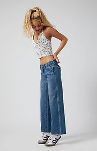 Pacsun Zoe Low Rise Girlfriend Jeans Button Pocket Dark Indigo