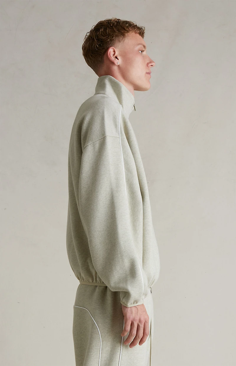 Fear of God ESSENTIALS Heather Stone & Cloud White Modern Fleece Track Jacket