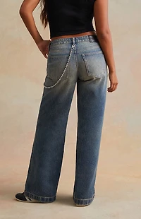 RARE DNM EDIT Medium Blue Ball Chain Low Rise Baggy Jeans