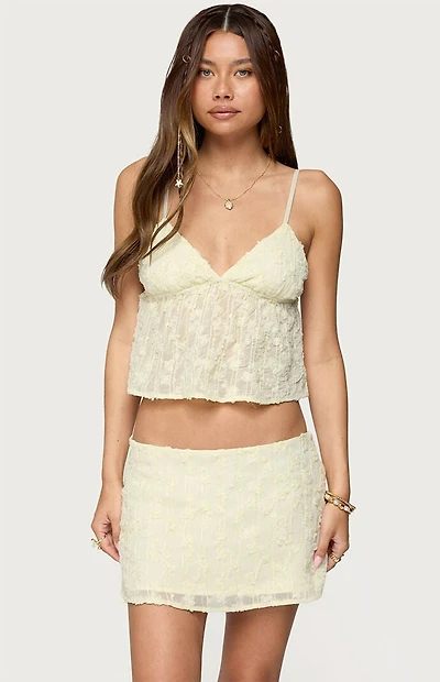 Edikted Leora Textured Floral Babydoll Top