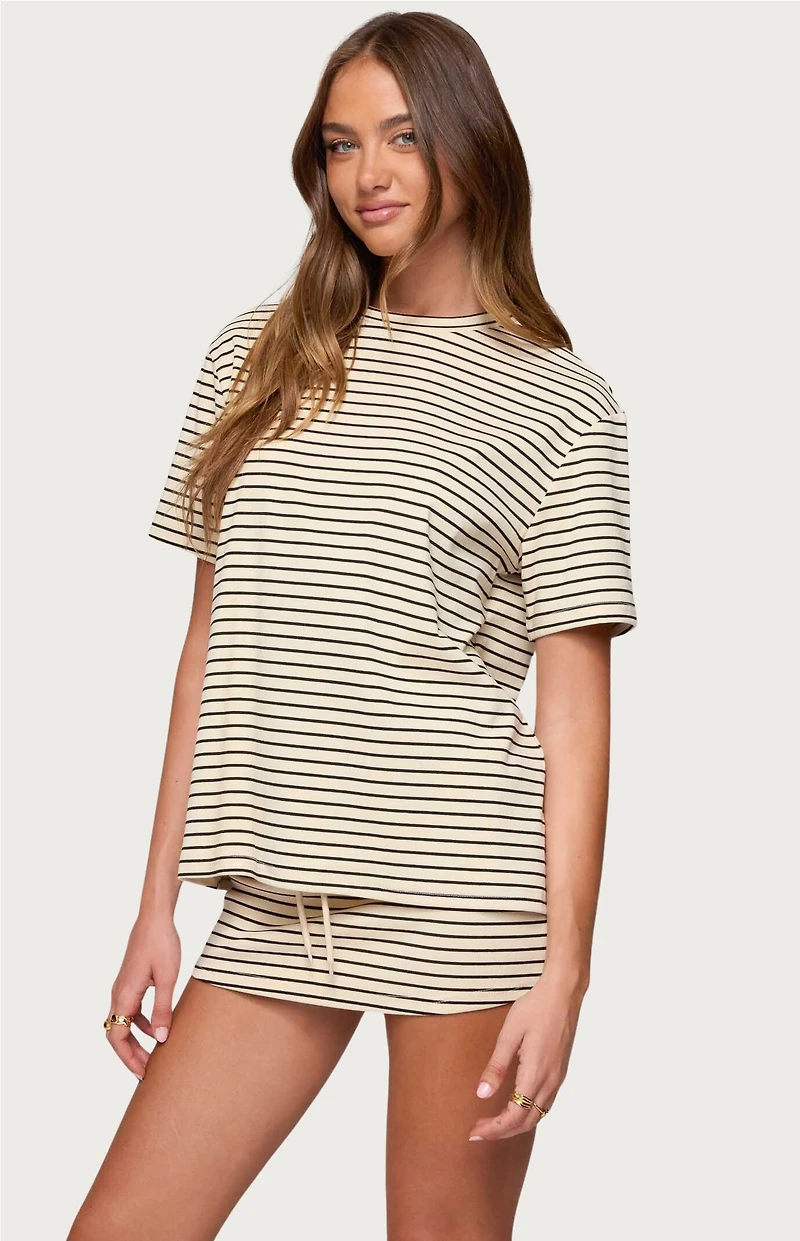 Edikted Brena Striped Oversized T-Shirt
