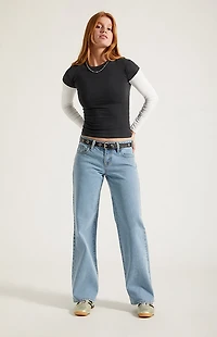 Pacsun Zoe Low Rise Girlfriend Jeans Light Blue Wash
