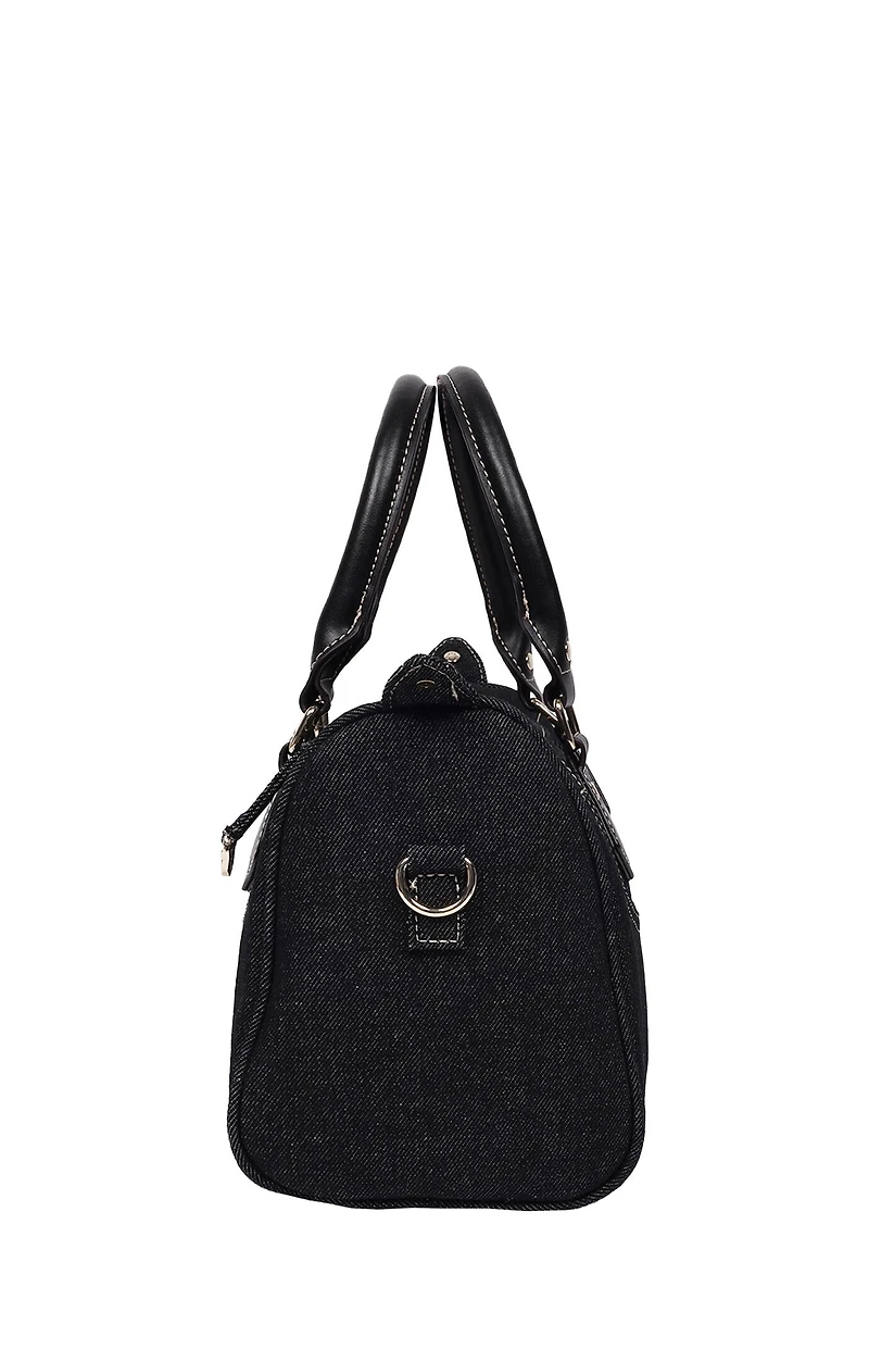 True Religion Black Denim Heritage Satchel Bag