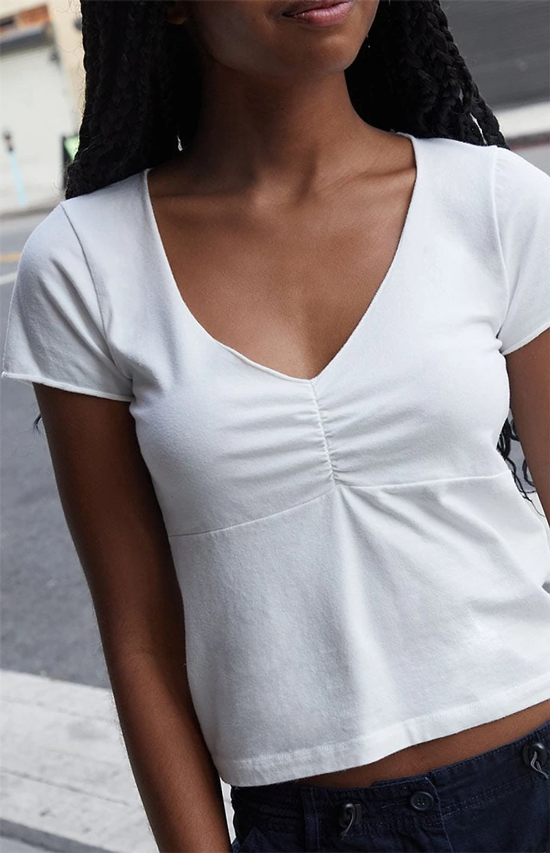 John Galt White Gina Cinched Top