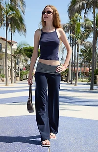 John Galt Blue & White Priscilla Flare Pants