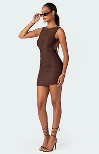 Edikted Mikey Ruched Open Back Mini Dress