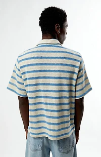 Pacsun Blue Striped Texture Oversized Resort Camp Shirt