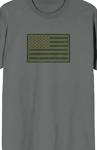 Gray America Straight & Wavy Flags T-Shirt