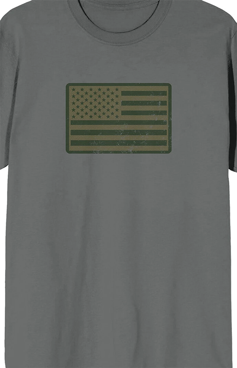 Gray America Straight & Wavy Flags T-Shirt
