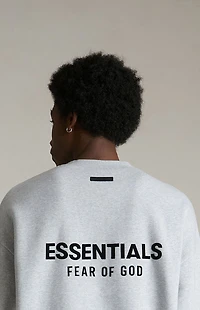Fear of God ESSENTIALS Light Heather Grey Fleece Crew Neck Sweatshirt