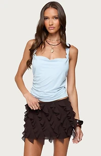 Edikted Liza Knotted Cowl Neck Top