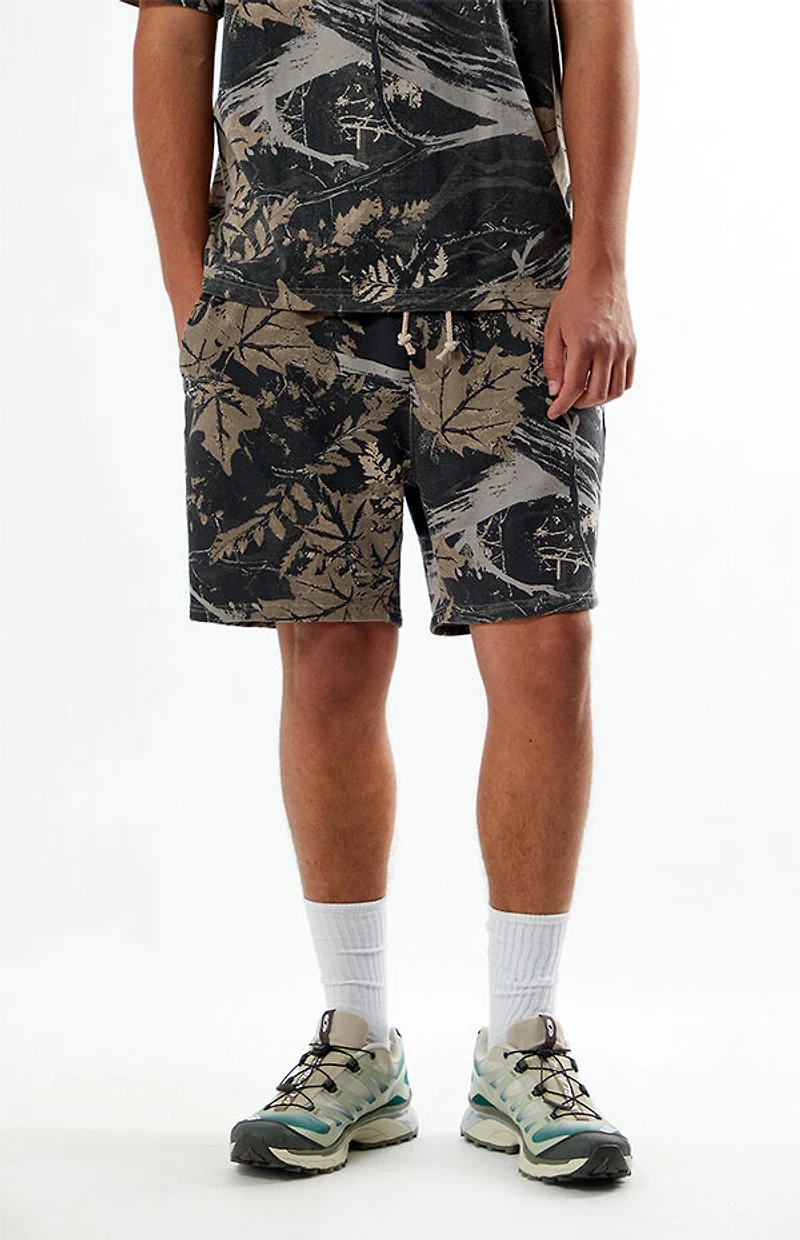 Pacsun Brown Camo Fleece Volley Sweat Shorts