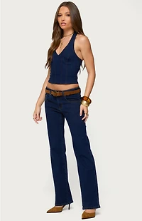 Edikted Jemima Contrast Stitch Low Rise Jeans