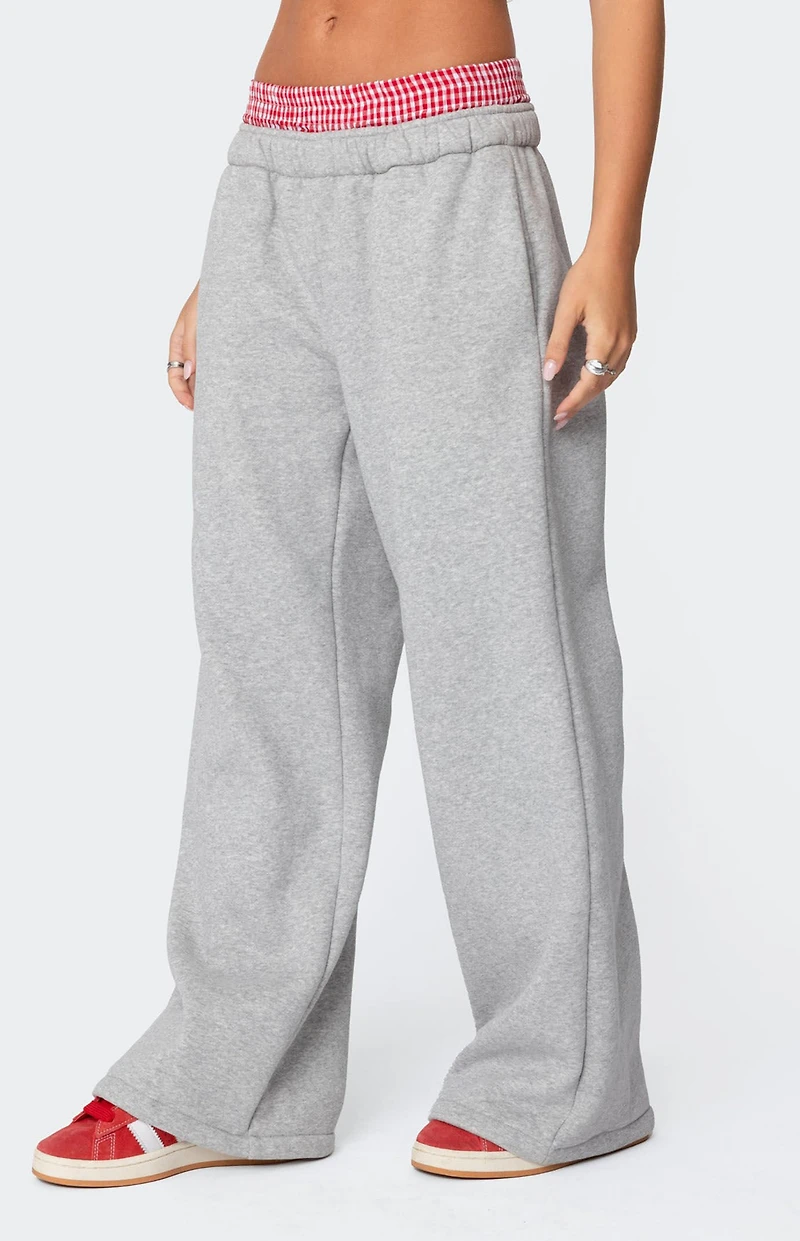 Edikted Gingham Boxer Detail Sweatpants