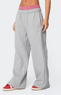 Edikted Gingham Boxer Detail Sweatpants