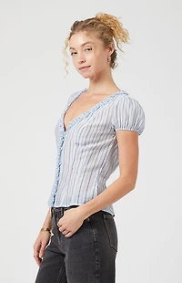 Beverly and Beck Blair Short Sleeve Ruffle Top