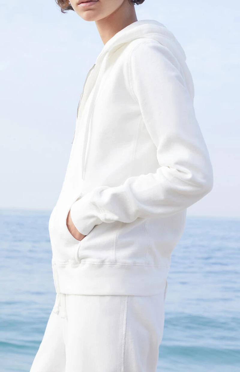 John Galt White Zip Up Hoodie