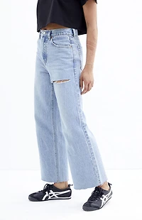 Pacsun Nora Light Indigo Ripped Cropped Wide Leg Jeans