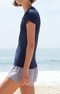 John Galt Blue Hailie 14 Embroidered T-Shirt