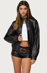 Edikted Lavena Contrast Faux Leather Jacket