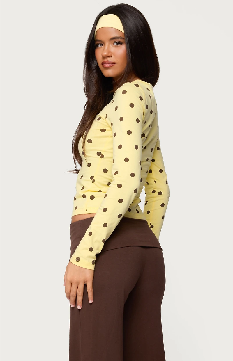 Edikted Maricelle Polka Dot Long Sleeve T-Shirt