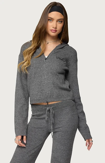 Edikted Ayah Knit Zip Up Hoodie