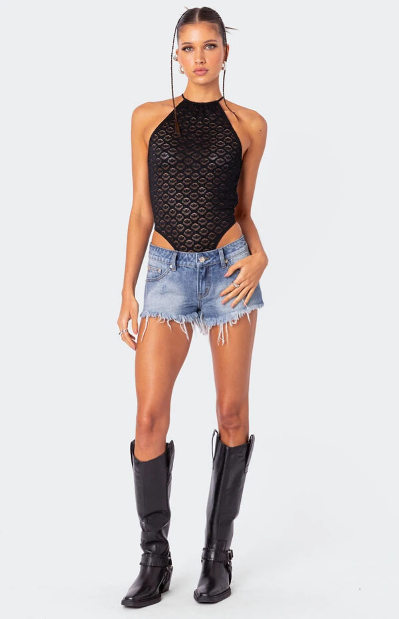 Edikted Sheer Lace Open Back Bodysuit