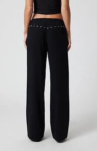 Third Charm Linen Studded Low Rise Baggy Pants