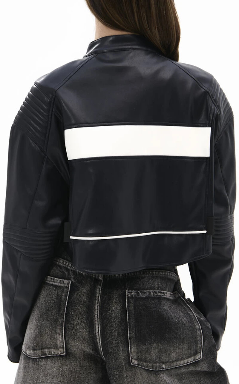 AZALEA WANG Max Black Moto Faux Leather Jacket