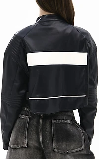AZALEA WANG Max Black Moto Faux Leather Jacket