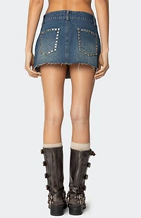 Edikted Tess Studded Denim Mini Skirt