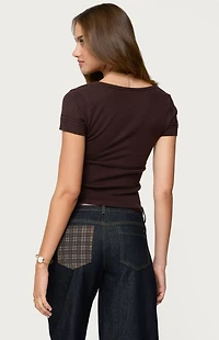 Edikted Theresa V Neck Knit Top