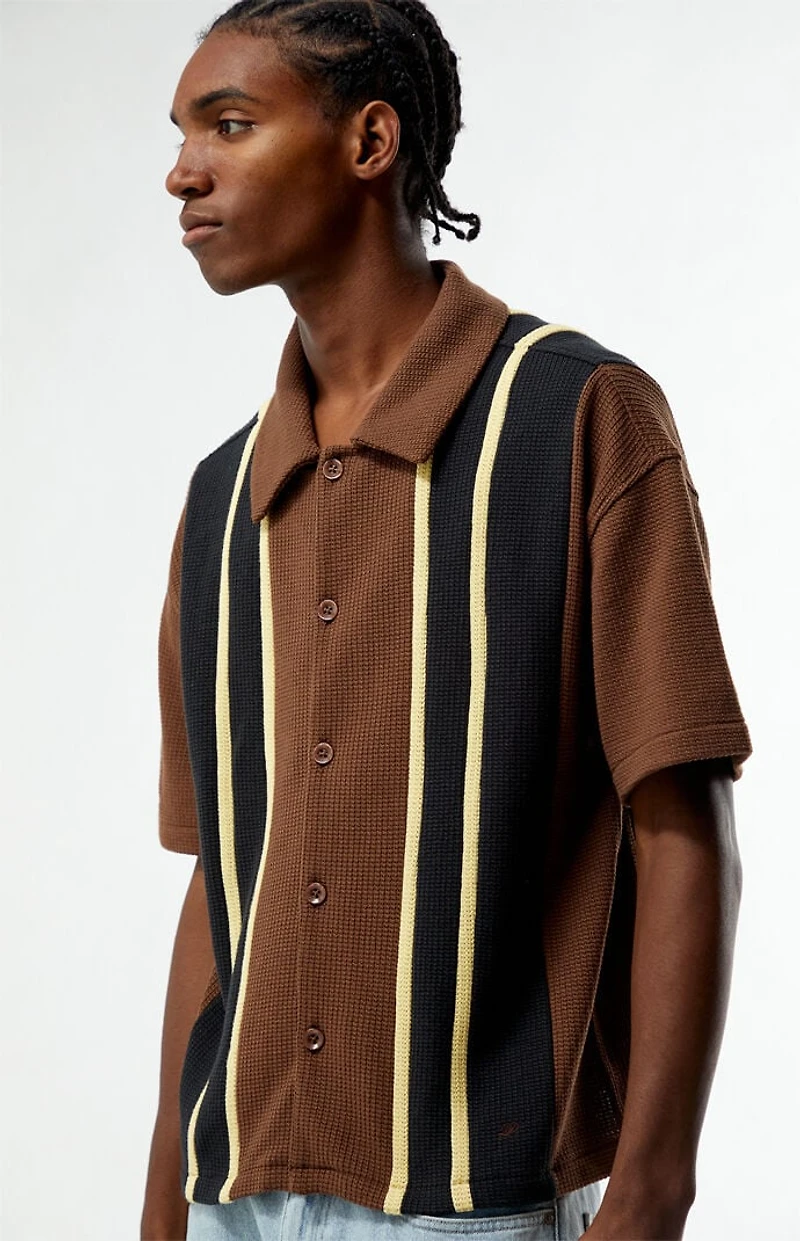 Pacsun Brown Sloan Textured Camp Shirt