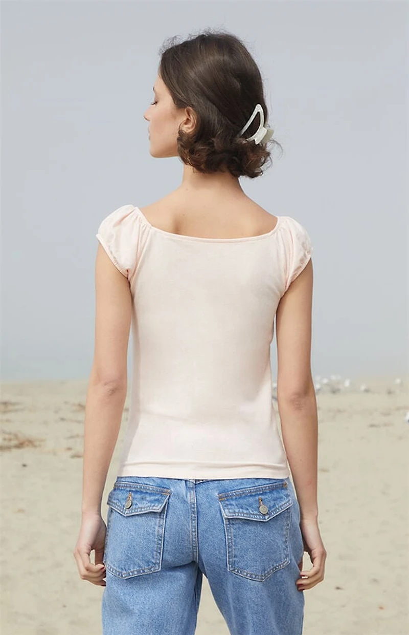 John Galt Pink Casey Ruched Top