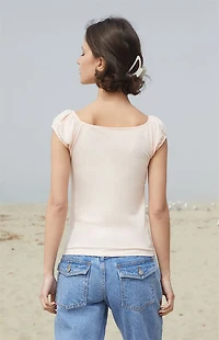 John Galt Pink Casey Ruched Top