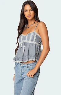 Edikted Lace Trim Babydoll Tank Top