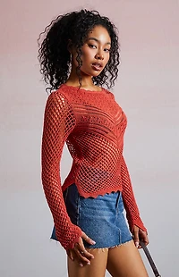 Third Charm Amber Crochet Top
