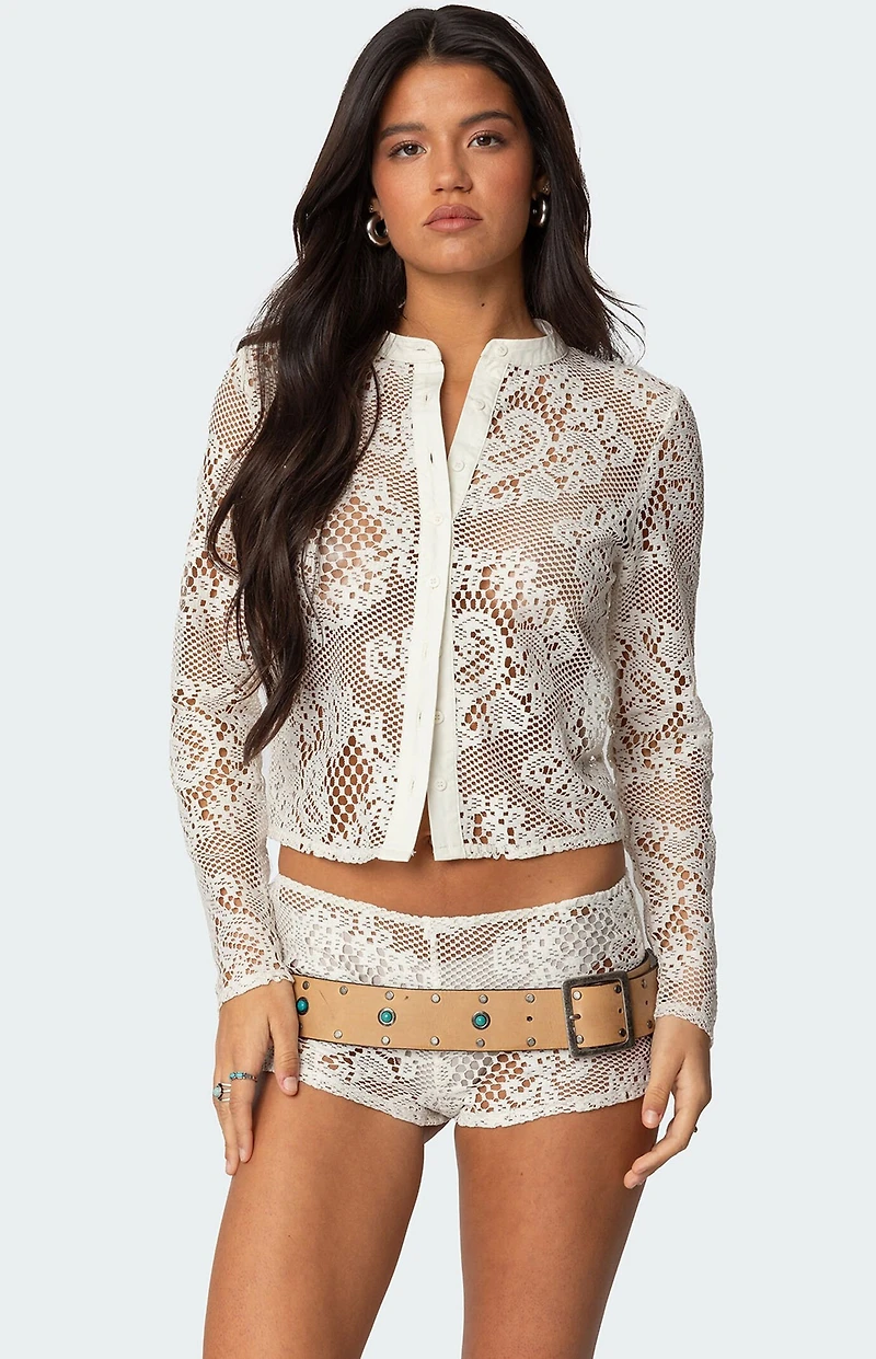 Edikted Peyson Sheer Lace Top