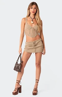 Edikted Baeside Crochet Mini Skirt