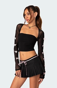 Edikted Bow Babe Sheer Mesh Shrug