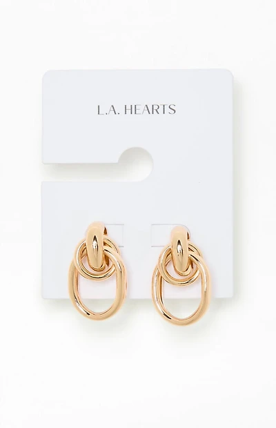 LA Hearts Oval Post Earrings