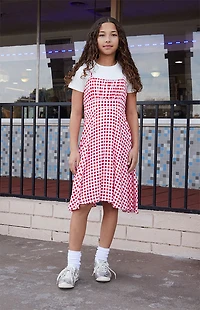 Pacsun Kids Red Gingham Sleeveless Dress