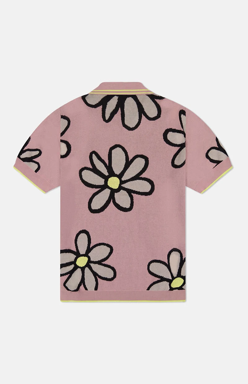 WeSC America Inc Mauve Daisy Short Sleeve Polo Cardigan