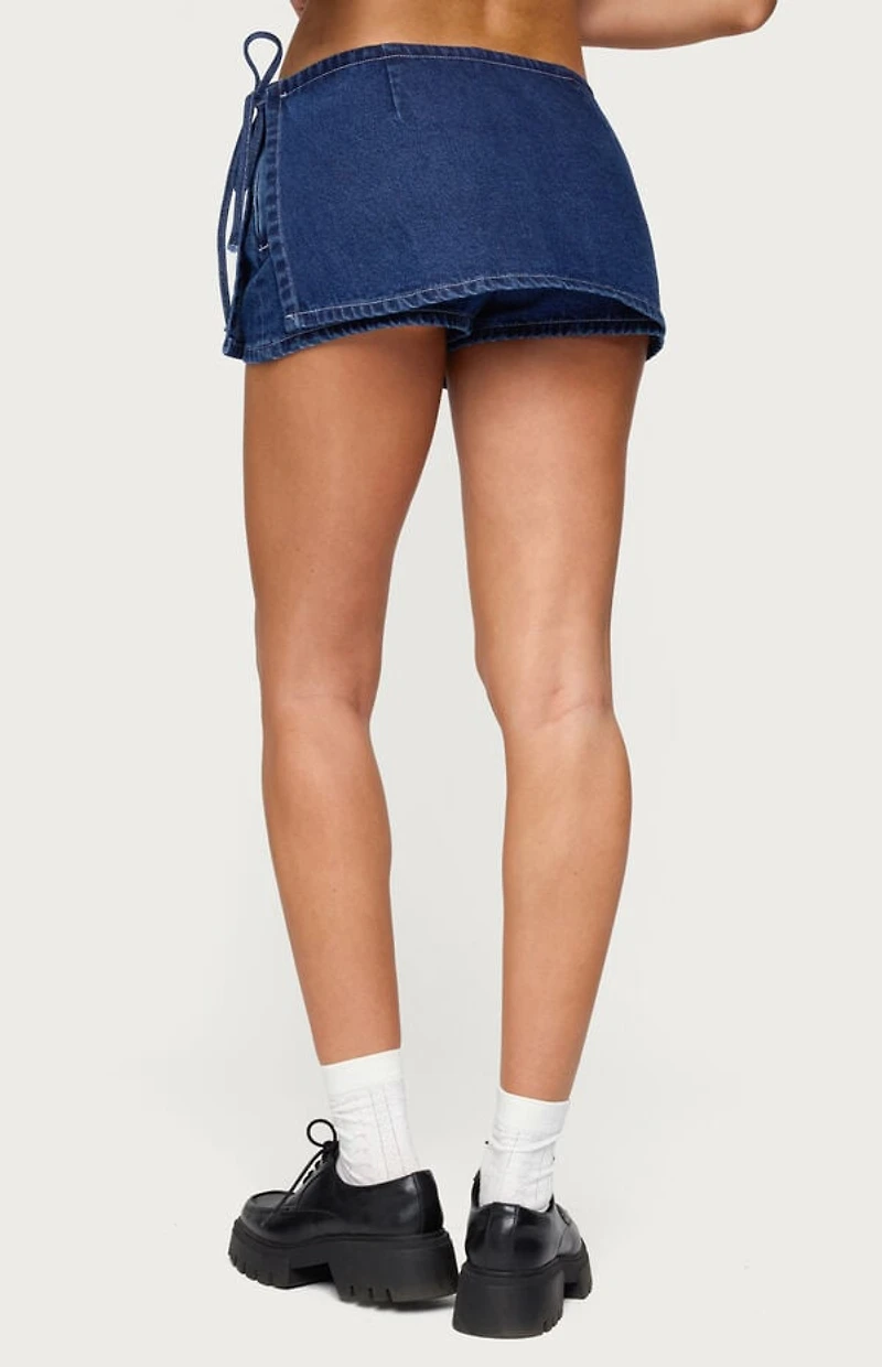 Edikted Giselle Wrap Denim Mini Skort
